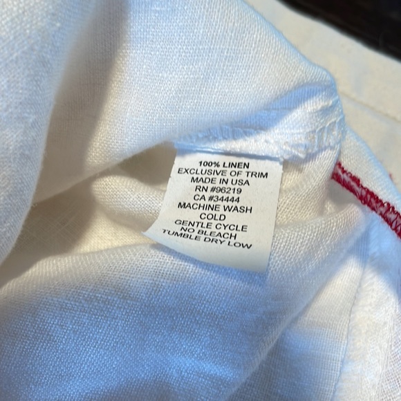 Pretty WILLOW 100% Linen Blouse with red trim Sz L - Picture 3 of 8